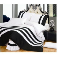 Striped Duvet Cover Set – Black, cream