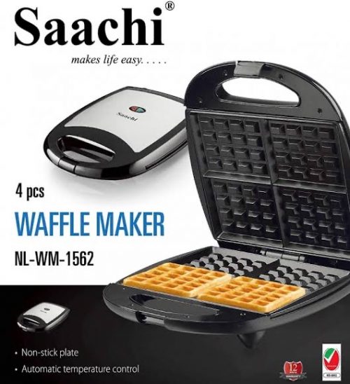 Saachi 4Pcs-Square Waffle Maker, Black, NL-WM-1562