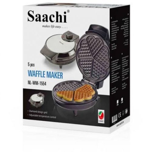 Waffle Maker NL-WM-1554-BK With Mini Heart-Shaped Waffles, Saachi, Black