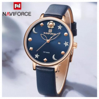 Naviforce Ladies Leather Strapped Designer Watch - Blue