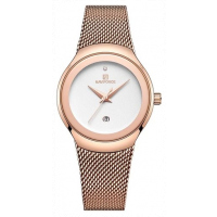 Naviforce Stainless Steel Analog And Dated Womens Luxury Designer Watch - Rose Gold