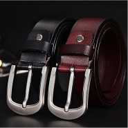 2 Pack of Men's Faux Leather Belts - Black,Brown