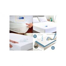 Waterproof Mattress Protector Full-Fitted Cover-White, 100*190*20 cm - White