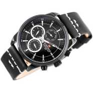 Naviforce NF9148 - Men's Designer Leather Strap Watch - Black