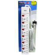 Borl 6-Ways Heavy Duty Premium Extension Socket - White