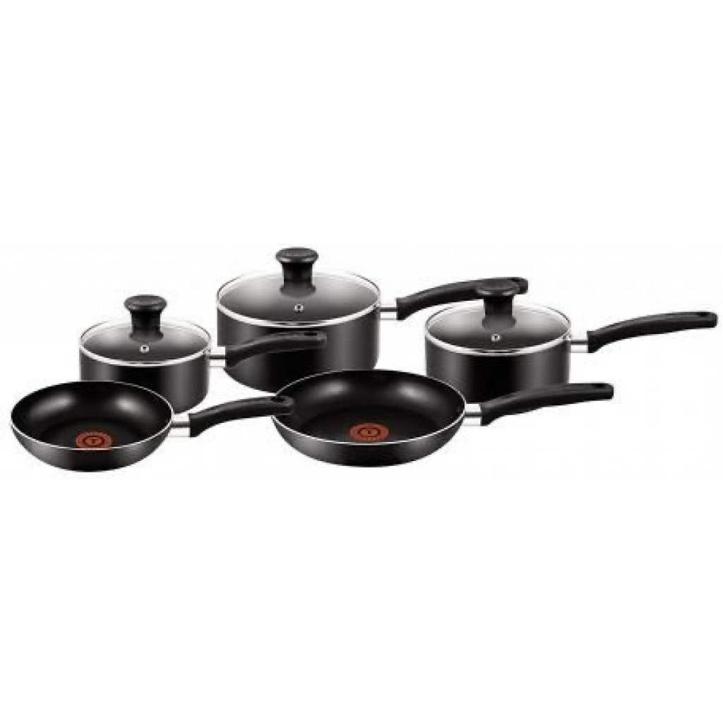 Tefal Essential 5 Pieces Cookware Set B372S544 - Black