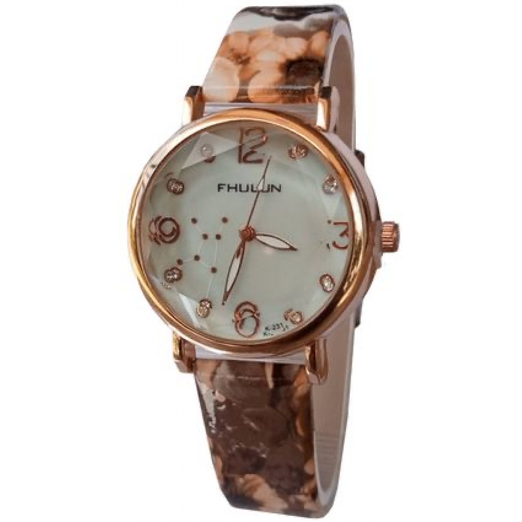 Fhulun Ladies Analog Designer Quartz Watch - Brown