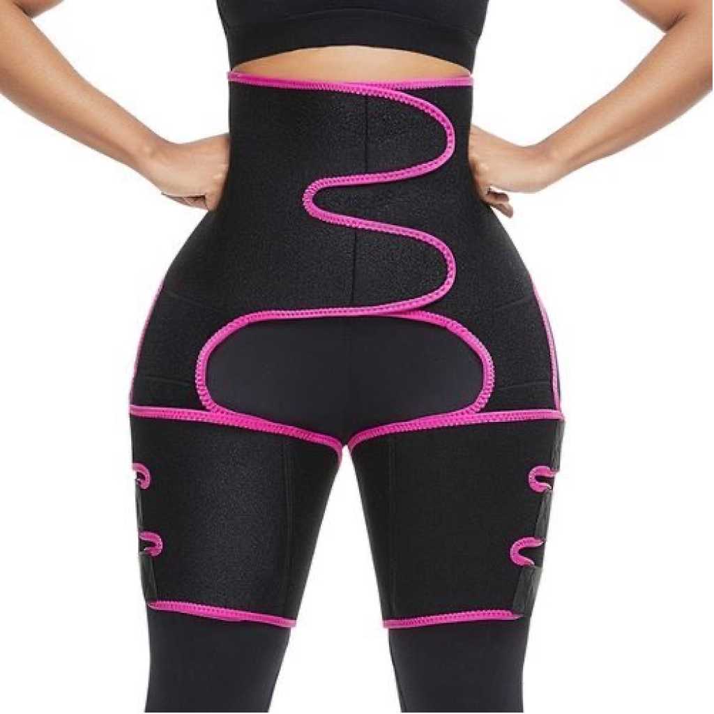 3 In 1 Sweat Slim Thigh Trimmer, Waist Trainer Slimming Belt-Black