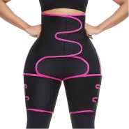 3 in 1 Sweat Slim Thigh Trimmer, Waist Trainer Slimming Belt-Black/Pink