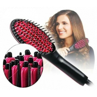 3 ln1 Electric Fast Ceramic Styling Hair Straightener Brush - Black