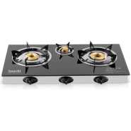 Saachi Glass Top 3 Burner Gas Stove - Black, NL-GAS-5249