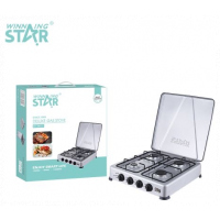 Winning Star 4 Burner Gas Stove Cooker Plate With Automatic Ignition - Grey