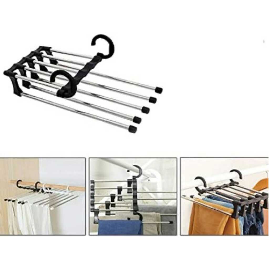 5 In1 Foldable Trousers/Pants Hanger Rack-Black