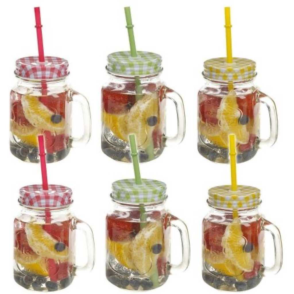 6 Pieces Of Juice Glass Mason Jars Cup Mugs- Colorless