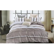 Duvet with 1 Bedsheet and Two Pillow Cases - Stripped Grey