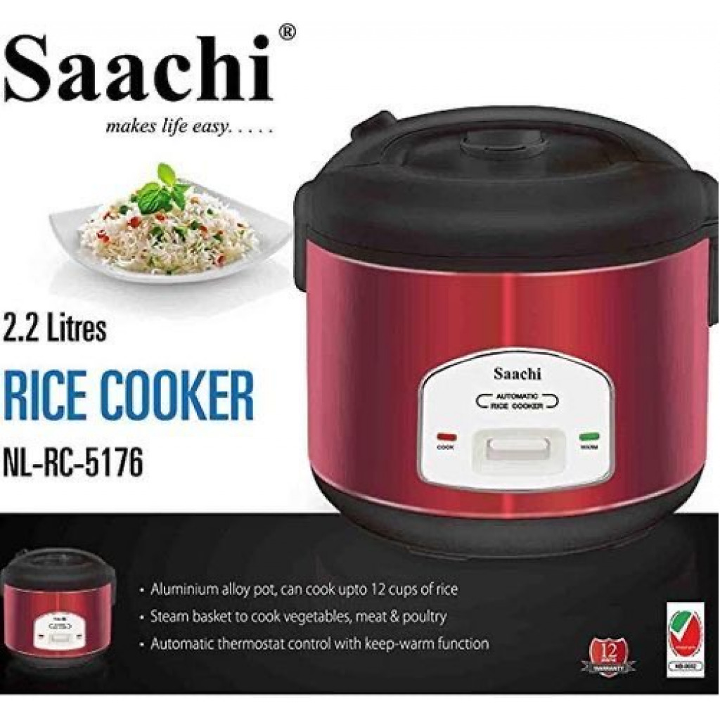 Saachi NL-RC-5176 Rice Cooker 2.2 litre - Red. 1 2966E7A5 B9B0 4B07 9F7D 9CE1DDB10538