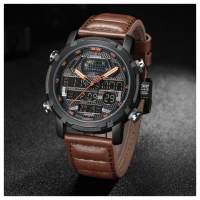 Naviforce Dual Luxury Water Proof Men's Watch - Brown