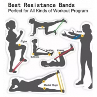 5 Piece Fitness Exercise Resistance Band Belt,Multi Colours