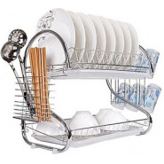 2 Tier Dish Drying Draining Rack Storage – Silver Dish Racks