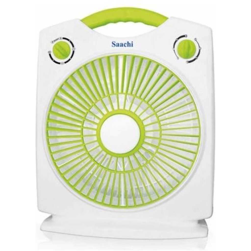 Saachi 10-Inch Box Table Fan NL-FN-1771B-BL - Green, White