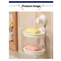 Double Layer Soap Dish Magic Suction Cup, White