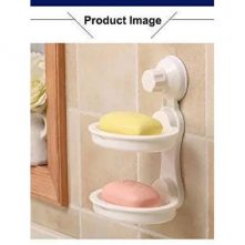 Double Layer Soap Dish Magic Suction Cup, White