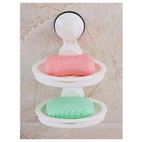 Double Layer Soap Dish Magic Suction Cup, White