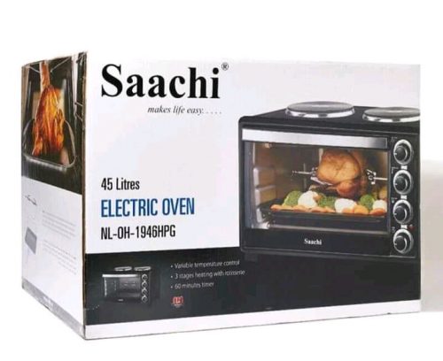 Saachi NL-OH-1946HPG 45 Litres Electric Oven Cooker With 2 Hot Plates- Black