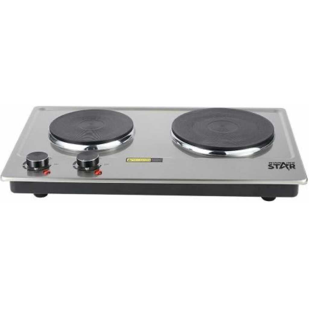 Winningstar Portable Electric Stove Double Burner 1500W Hot Plate Coil(Silver)