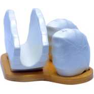 Salt and Pepper Shaker, Napkin Holder Set - White