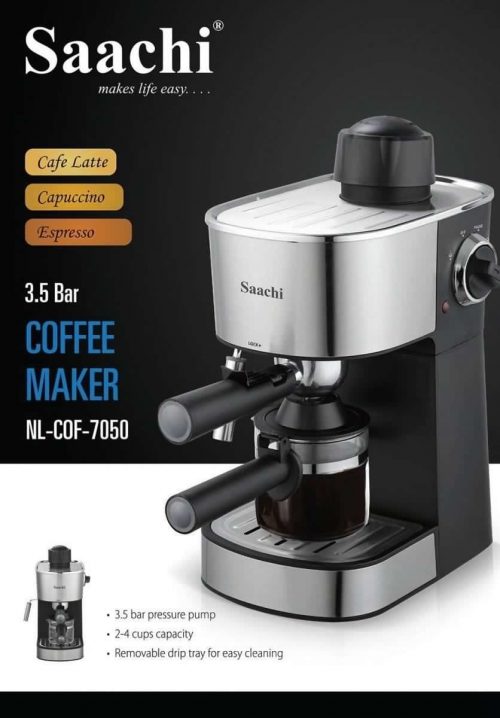 Saachi NL-COF-7050 Coffee Maker/ latte/ Capuccino/ Espresso 3.5 Bar - Silver