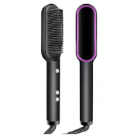 2 in1 Electric Hair Straightener, Comb,Cutler PTC Heating Brush - Black