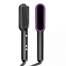 2 in1 Electric Hair Straightener, Comb,Cutler PTC Heating Brush – Black