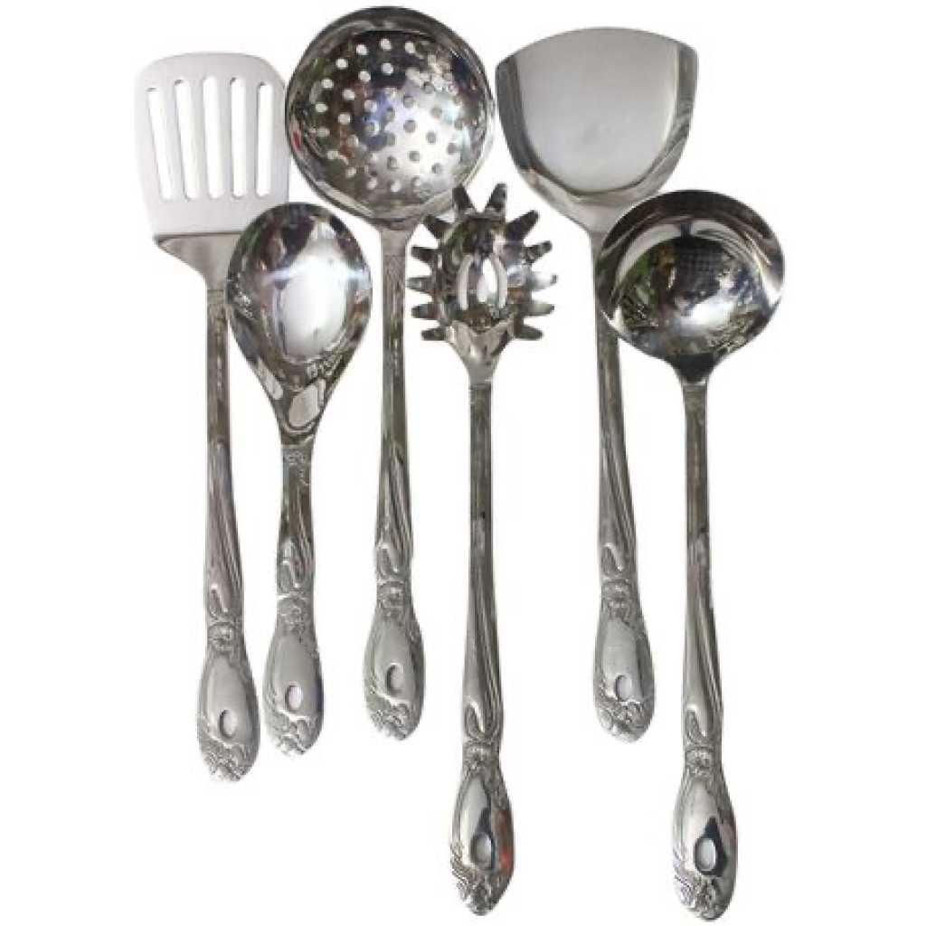 7 Piece Kitchen Tool Cooking Utensils/Serving Spoons-Silver