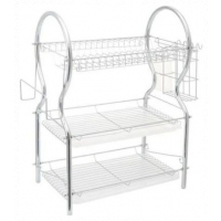 3 Tier Stainless Steel Dish Draining Rack - Silver