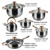 12 Piece Heavy Stainless Steel Saucepans/Cookware - Silver