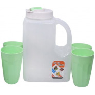 Plastic Water Fridge Bottle with 4 Glasses, 4L – Green Large Appliance Accessories