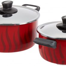 Tefal C5489482 12Pieces Non-Stick Coating Cooking Set, Red/Black, W 59.4 x H 38.8 x D 23.8 cm, Aluminium