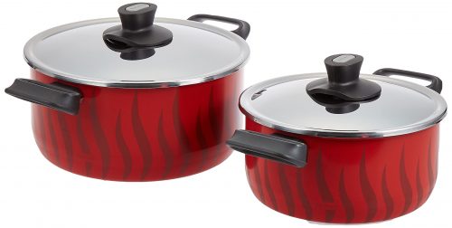 Tefal C5489482 12Pieces Non-Stick Coating Cooking Set, Red/Black, W 59.4 x H 38.8 x D 23.8 cm, Aluminium