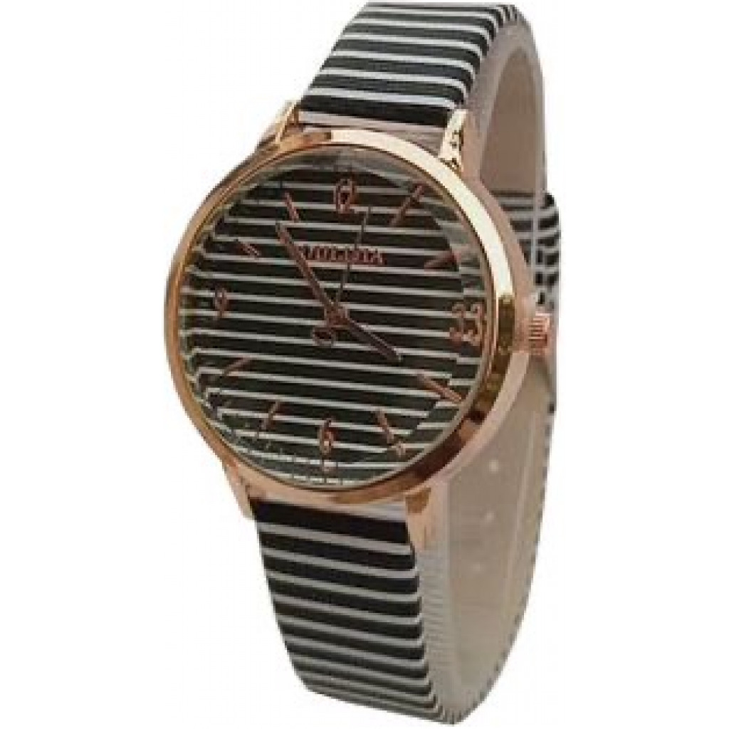 OULIJIA Stripped Ladies Designer Watch - Black,White