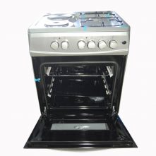 Besto Two Gas + Two Electric Upright Oven, 60x60cm – Silver/Black Combo Cookers