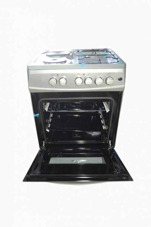 Besto Two Gas + Two Electric Upright Oven, 60x60cm - Silver/Black