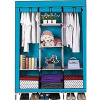 3 Column Cloth & Frame Portable Wardrobe - Blue