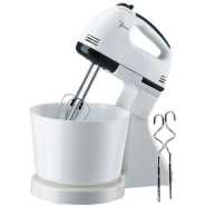 Scarlett 7 Speed Hand Mixer with Stand Mixer With Stainless Steel Bowl, White