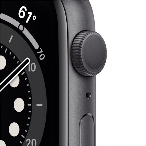 Apple Watch Series 6 GPS, 44mm Blue Aluminum Case with Deep Navy Sport Band - Black
