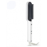 2 in1 Electric Hair Straightener, Comb,Cutler PTC Heating Brush - White