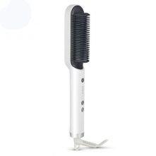2 in1 Electric Hair Straightener, Comb,Cutler PTC Heating Brush – White