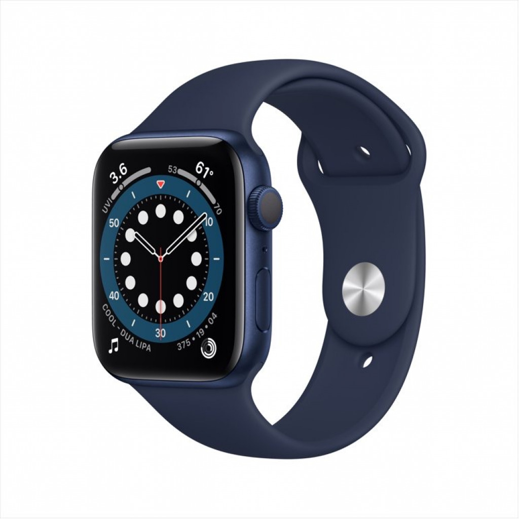 Apple Watch Series 6 GPS, 44mm Blue Aluminum Case with Deep Navy Sport Band - Blue