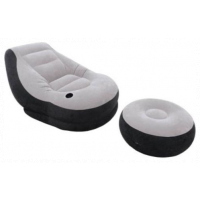 Intex Inflatable Flocking Air Chair With Footrest and Pump-Grey