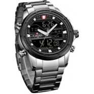 Naviforce Stainless Steel Analog And Digital Water Proof Men's Watch - Silver